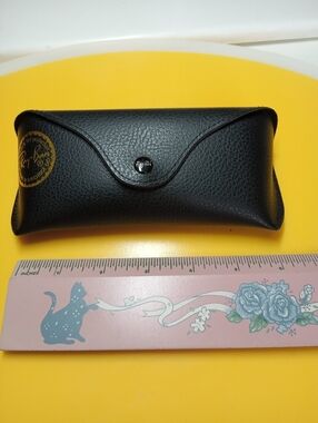 Ray-Ban Black Leatherette Sunglasses Case with Gold Logo